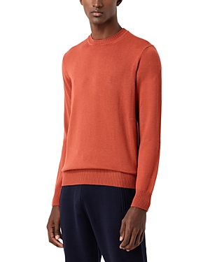 Emporio Armani Virgin Wool Long Sleeve Crewneck Sweater In Solid Medi