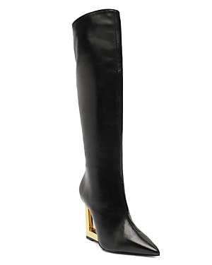 Shop Schutz Women's Filipa Pointed Toe Tall High Heel Boots In Black