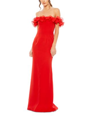 Mac Duggal - Off the Shoulder Ruffle Detail Column Gown
