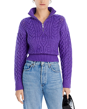 Aqua Cable Knit Half Zip Sweater - 100% Exclusive