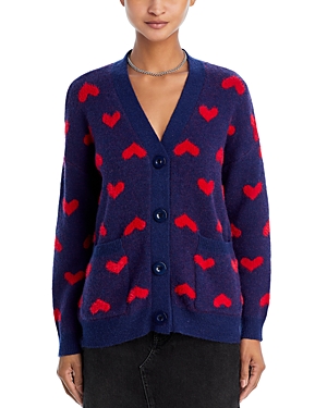 Aqua V Neck Heart Design Cardigan Sweater - 100% Exclusive