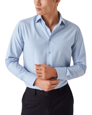 Contemporary Fit Micro Check Textured Cotton-Tencel&reg; Dress Shirt