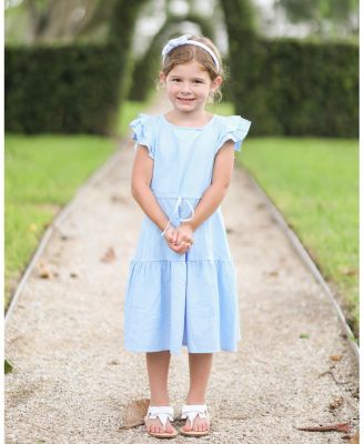 Girls' Birdie Blue Seersucker Bow Headband - Little Kid, Big Kid