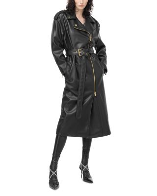 PINKO midi shops moto black coat size S