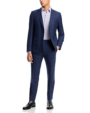 Hugo Boss H-huge Tonal Plaid Slim Fit Suit In Dark Blue