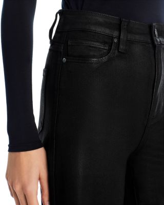 PAIGE Anessa High Rise Wide Leg Ankle Jeans in Black Luxe Coated