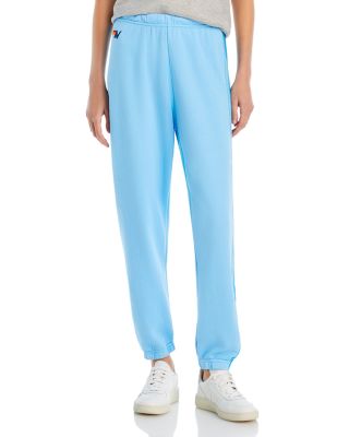 Rainbow-Stripe Sweatpants in Sky Blue