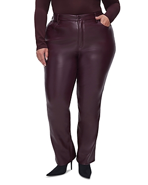Faux Leather Good Icon High Rise Straight Leg Jeans