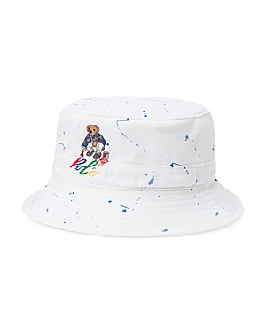 Polo Ralph Lauren Polo Bear Paint-splatter Bucket Hat In White