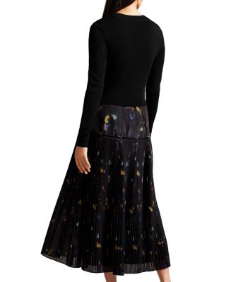 Ted Baker Miiriam Mixed Media Pleated Midi Dress | Bloomingdale's
