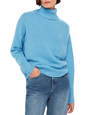 Whistles Chest Pocket Turtleneck Sweater In Blue