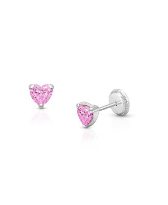  Girls' 14K Gold Pink Heart Stud Earrings - Baby, Little Kid, Big Kid