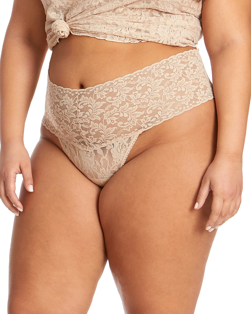 Hanky Panky Plus Size Retro Lace Thong In Chai