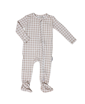 Shop Charlie Lou Baby Unisex Gingham Double Zip Footie - Baby In Gingham Peach
