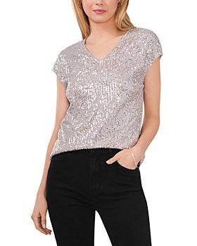 Flat White Sequin Top