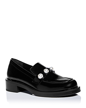 Stuart Weitzman Women's Portia Bold Slip On Embellished Loafer Flats In Black