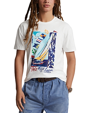 Shop Polo Ralph Lauren Classic Fit Sailboat Graphic Jersey Tee In Classic Oxford White