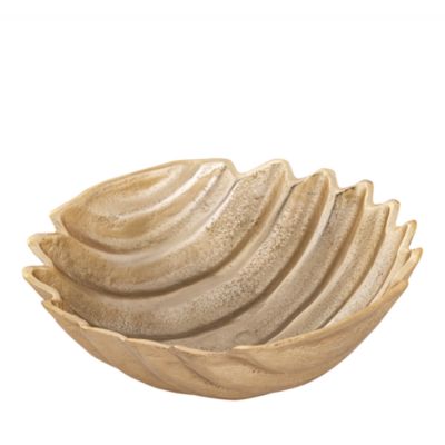 Classic Touch Gold Tone Linear Design Bowl, 10