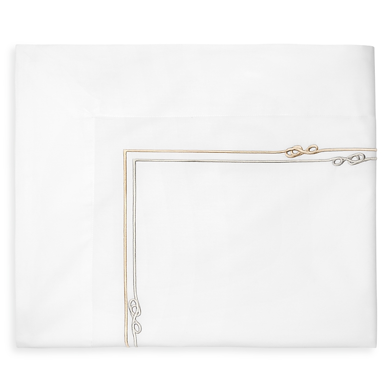 Sferra Squillo Flat Sheet, Twin In White/platinum
