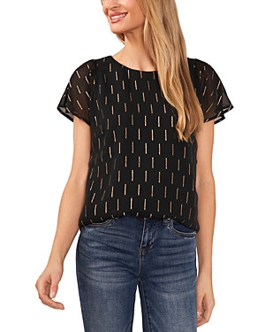 Cece Flutter Sleeve Blouse In Rich Black