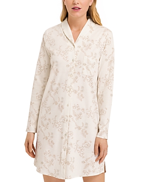 Shop Hanro Loungy Nights Printed Long Sleeve Nightgown In Tender Botanicals