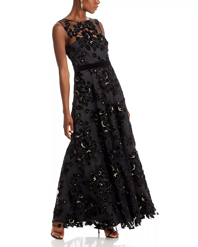 Eliza J Flocked Tulle Gown