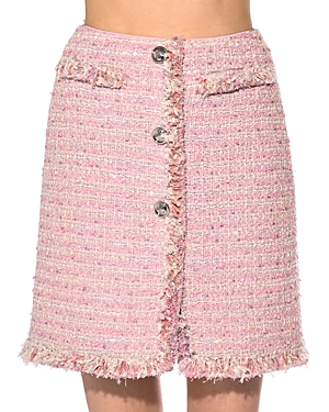 Shop Giambattista Valli Metallic Boucle Mini Skirt In Pink/multi