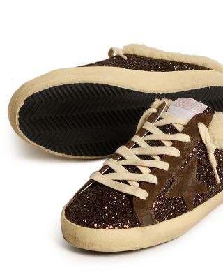 Women's Super-Star Glitter Shearling Mule Sneakers