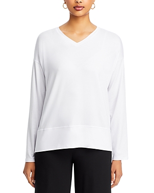 Eileen Fisher Boxy V Neck Top In White