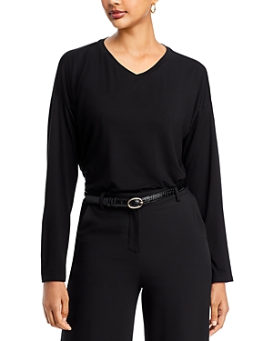 Shop Eileen Fisher Boxy V Neck Top - 100% Exclusive In Black