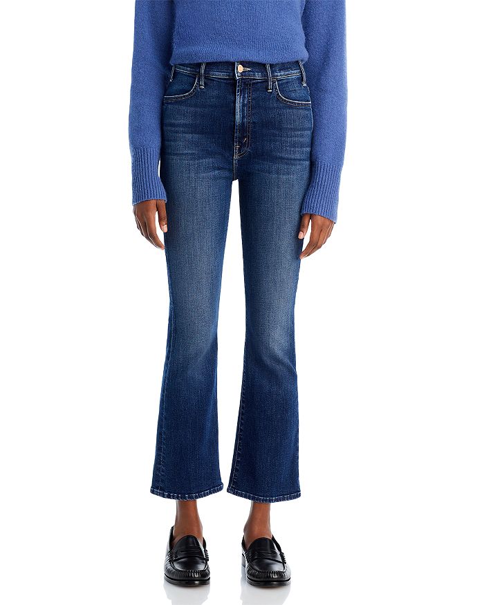 Shop Mother The Hustler High Rise Frayed Flare Leg Ankle Jeans In Howdy