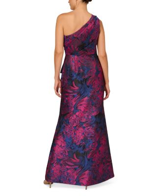 Adrianna Papell One Shoulder Jacquard Gown | Bloomingdale's Women
