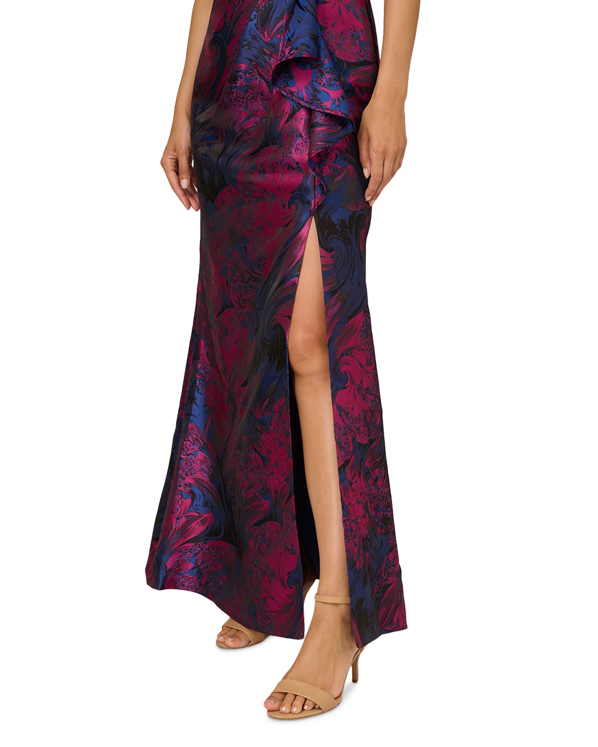 One Shoulder Jacquard Gown