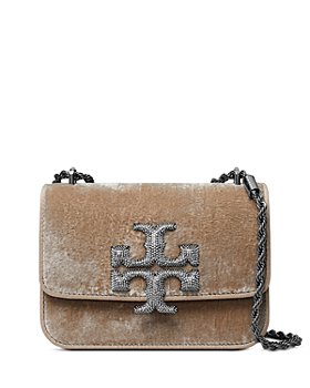 Tory Burch - Eleanor Velvet Pavé Logo Small Convertible Shoulder Bag