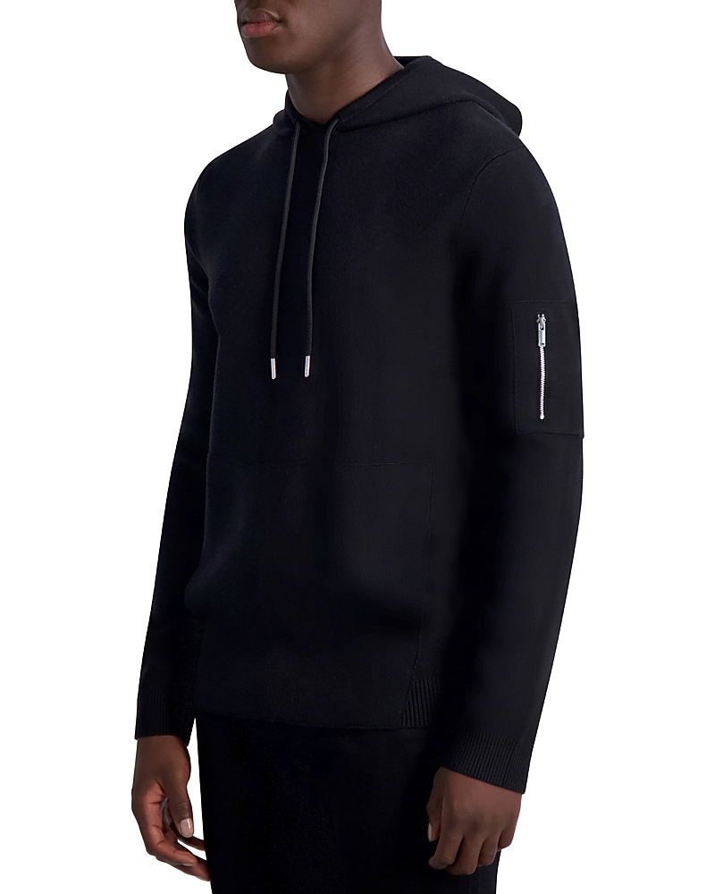 Karl Lagerfeld Men's Slim Fit Long Sleeve Sweater Hoodie In Black