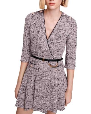 Maje Eldina Metallic Tweed Crossover Dress Bloomingdale s