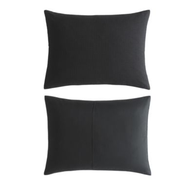 Waffle Pique Black Cotton Duvet Cover Set, King