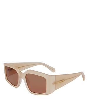 Shop Ferragamo Classic Logo Geometric Sunglasses, 54mm In Tan/brown Solid