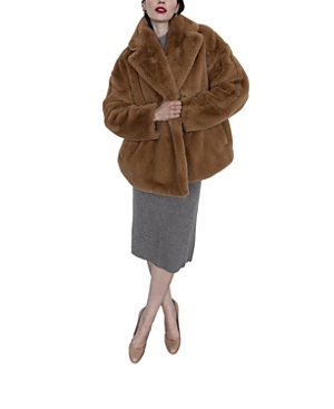 Shop Emilia George Short Faux Fur Maia Coat In Brown