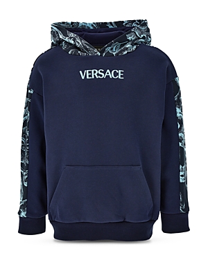 Versace Boys' Fleece + Barocco Print Fleece Hoodie - Big Kid In Navy+light