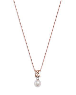 Bloomingdale's Fine Collection - Morganite & Cultured Freshwater Pearl Pendant Necklace in 14K Rose Gold, 16-18"