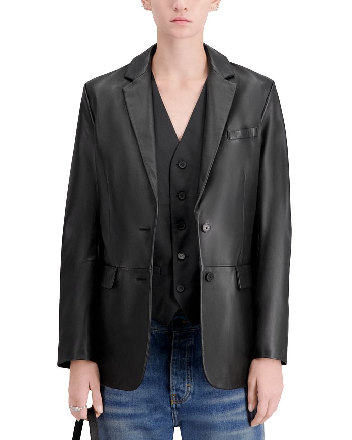 The Kooples Notch Collar Leather Jacket Bloomingdale s