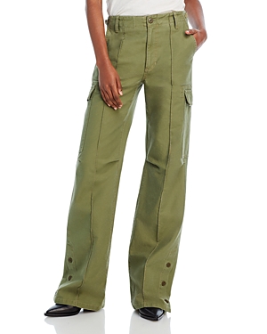 Re/done Military Wide Leg Cargo Pants In Bayleaf