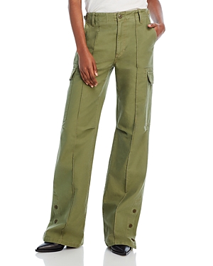 Re/done Pleated Cotton Cargo Pants In Bayleaf