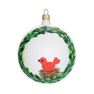 Vietri Wreath with Red Bird Ornament