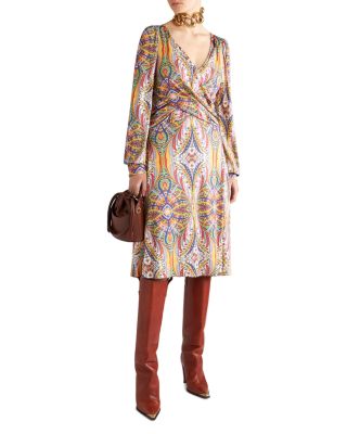 Etro - Printed Crossover Front Jersey Dress