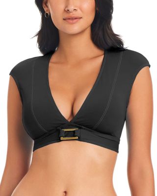 Cap Sleeve Bikini Top & Side Tie Hipster Bikini Bottom