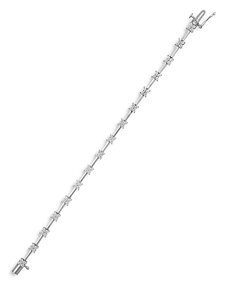 Bloomingdale's Fine Collection Diamond Flower Link Bracelet in 14K White Gold, 2.0 tcw