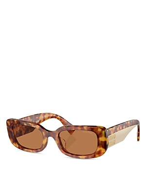 Shop Miu Miu Rectangular Sunglasses, 51mm In Light Havana/orange Solid