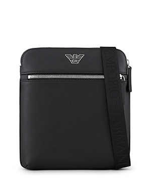 Emporio Armani Eagle Plated Messenger Bag In Black